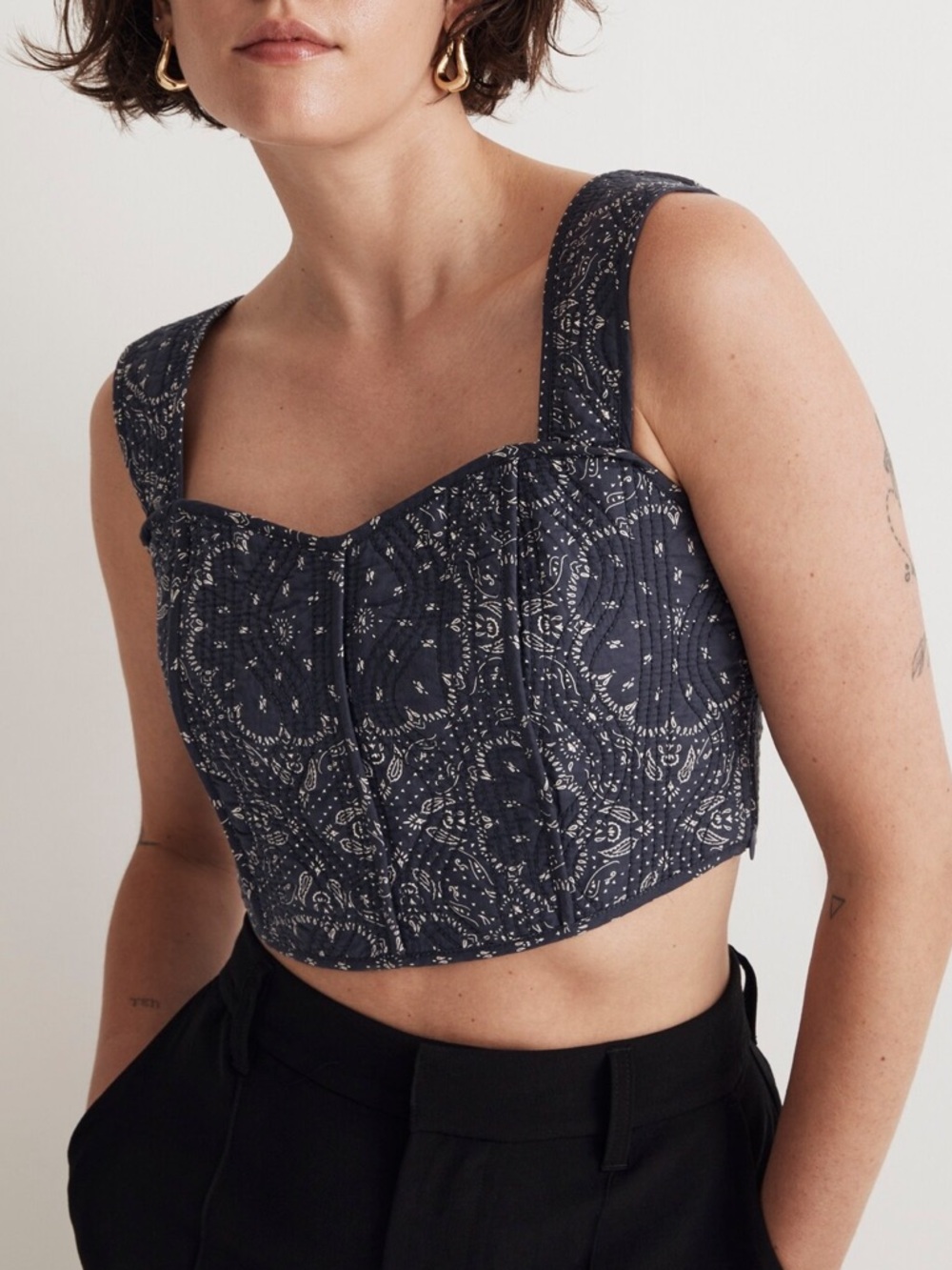 madewell quilted sweetheart top